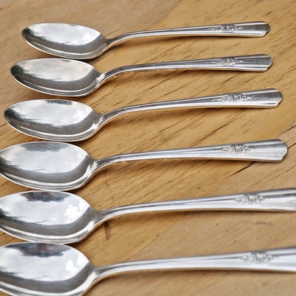 Set of 6 WM Rogers DESIRE Silver Plate Dessert Forks and Tea Spoons - Picture 8 of 15